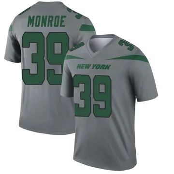 Youth Nike New York Jets Jarius Monroe Gray Inverted Jersey - Legend