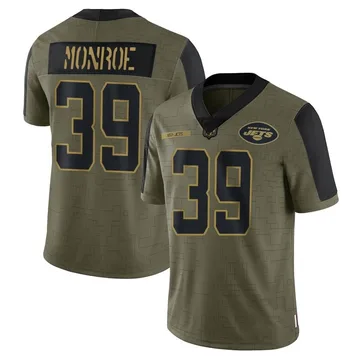 Youth Nike New York Jets Jarius Monroe Olive 2021 Salute To Service Jersey - Limited
